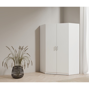 Rohová šatníková skriňa TALLIN 8 biela 1