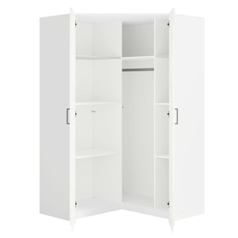 Rohová šatníková skriňa TALLIN 8 biela 2