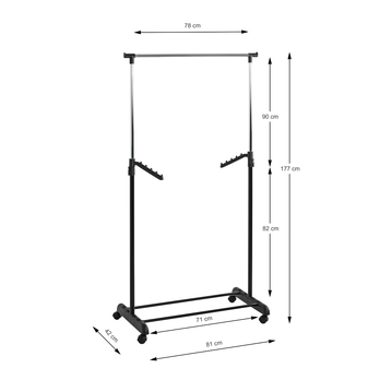 Pojazdný stojan na šaty TAMI čierna/chróm 5