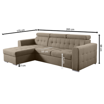 Sedacia súprava TAORMINA ľavá, svetlohnedá 4