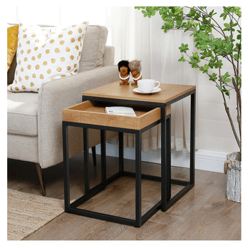 Prístavný stolík TAX hnedá/čierna, sada 2 ks 1