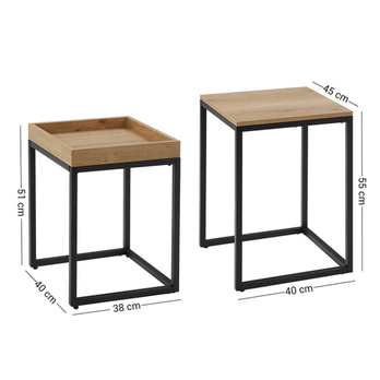 Prístavný stolík TAX hnedá/čierna, sada 2 ks 4