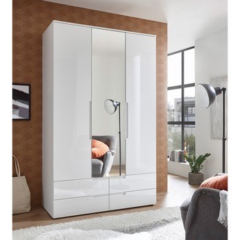 Šatníková skriňa TEAGAN 1 biela/biela vysoký lesk 1