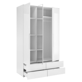 Šatníková skriňa TEAGAN 1 biela/biela vysoký lesk 2