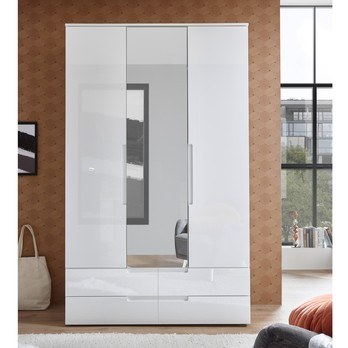 Šatníková skriňa TEAGAN 1 biela/biela vysoký lesk 4