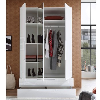 Šatníková skriňa TEAGAN 1 biela/biela vysoký lesk 5