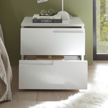 Nočný stolík TEAGAN 3 biela/biela vysoký lesk 4