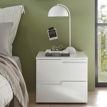 Nočný stolík TEAGAN 3 biela/biela vysoký lesk 1