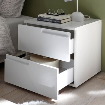 Nočný stolík TEAGAN 3 biela/biela vysoký lesk 2