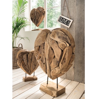 Dekorácia srdce TEAK HERZ prírodná, výška 60 cm 1