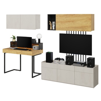 Študentská zostava TEEN FLEX 12 silk flou/orech hiroka/oceľová 1