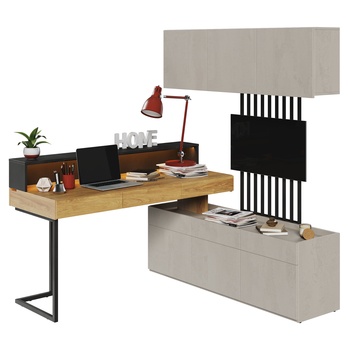 Študentská zostava TEEN FLEX 3 silk flou/orech hiroka/oceľová 2