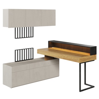 Študentská zostava TEEN FLEX 3 silk flou/orech hiroka/oceľová 3