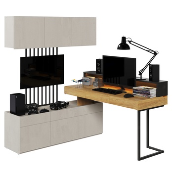 Študentská zostava TEEN FLEX 3 silk flou/orech hiroka/oceľová 4