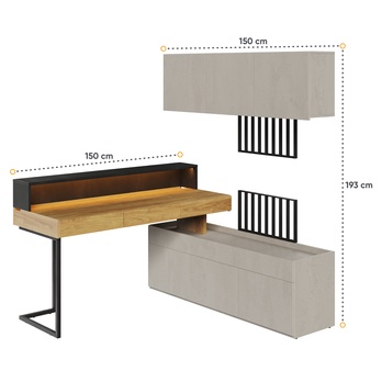 Študentská zostava TEEN FLEX 3 silk flou/orech hiroka/oceľová 5