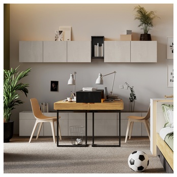 Študentská zostava TEEN FLEX 4 silk flou/orech hiroka/oceľová 1