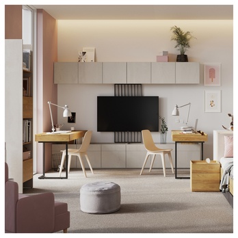 Študentská zostava TEEN FLEX 6 silk flou/orech hiroka/oceľová 1