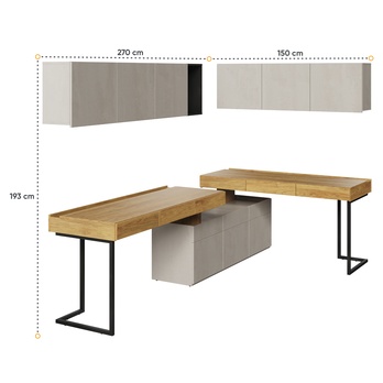 Študentská zostava TEEN FLEX 9 silk flou/orech hiroka/oceľová 3