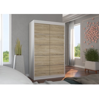 Šatníková skriňa TEONA biela/dub sonoma 3