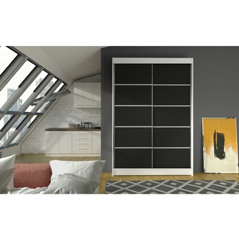 Šatníková skriňa TEONA biela/čierna 1