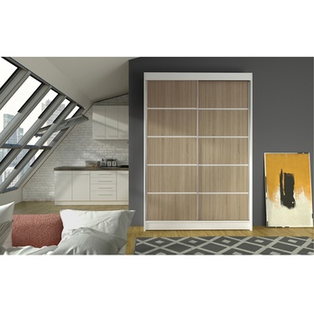 Šatníková skriňa TEONA biela/dub sonoma 1