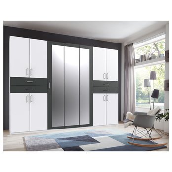 Šatníková skriňa TERENCE II biela/grafitová 1