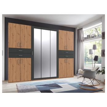 Šatníková skriňa TERENCE II dub artisan/grafitová 1