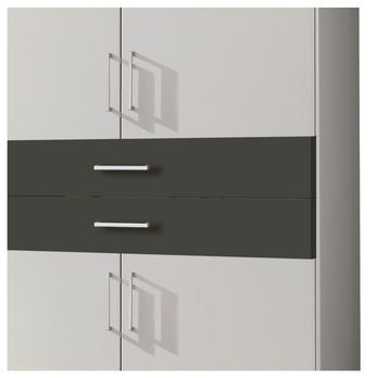 Šatníková skriňa so zrkadlom TERENCE biela/grafitová 3