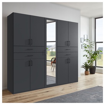 Šatníková skriňa so zrkadlom TERENCE grafitová 1