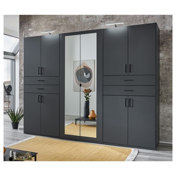 Šatníková skriňa so zrkadlami TERENCE grafitová 1