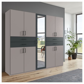 Šatníková skriňa so zrkadlom TERENCE taupe/sivá 1