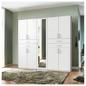 Šatníková skriňa so zrkadlom TERENCE biela 1