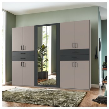 Šatníková skriňa so zrkadlami TERENCE taupe/sivá 1