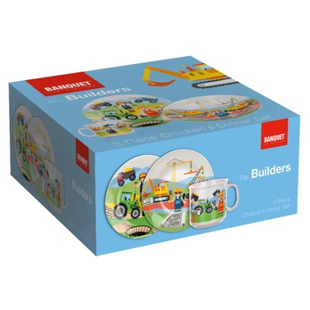 Detská jedálenská súprava THE BUILDERS keramika, 3 ks 1