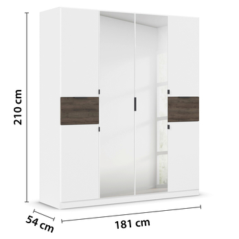 Šatníková skriňa TICAO II biela/dub atlantic tmavý, šírka 181 cm 4