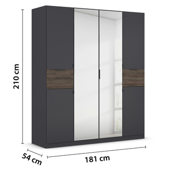 Šatníková skriňa TICAO II metalická sivá/dub atlantic tmavý, šírka 181 cm 4