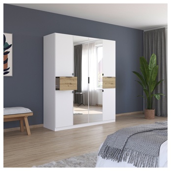 Šatníková skriňa TICAO II alpská biela/dub artisan, šírka 181 cm 1