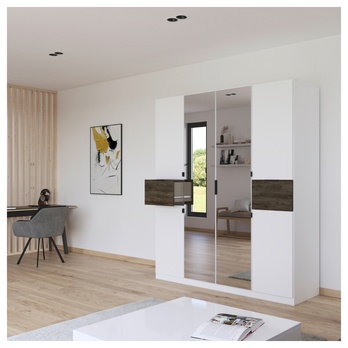 Šatníková skriňa TICAO II biela/dub atlantic tmavý, šírka 181 cm 1