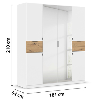 Šatníková skriňa TICAO II alpská biela/dub artisan, šírka 181 cm 4