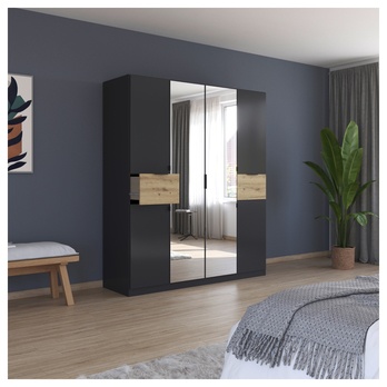 Šatníková skriňa TICAO II metalická sivá/dub artisan, šírka 181 cm 1