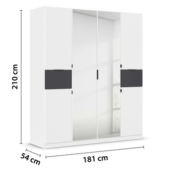 Šatníková skriňa TICAO II alpská biela/metalická sivá, šírka 181 cm 4