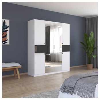 Šatníková skriňa TICAO II alpská biela/metalická sivá, šírka 181 cm 1