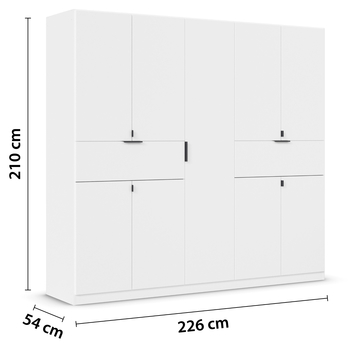 Šatníková skriňa TICAO III alpská biela, šírka 226 cm 4