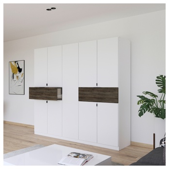 Šatníková skriňa TICAO III alpská biela/dub atlantic tmavý, šírka 226 cm 1