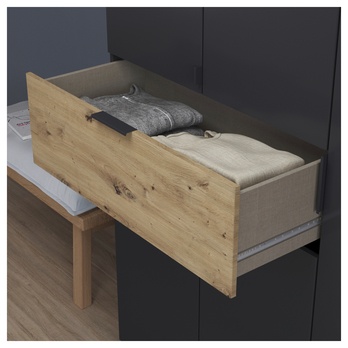 Šatníková skriňa TICAO III sivá metalická/dub artisan, šírka 226 cm 4