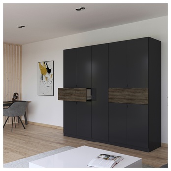 Šatníková skriňa TICAO III metalická sivá/dub atlantic tmavý 1