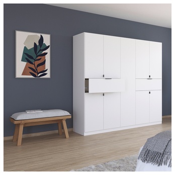 Šatníková skriňa TICAO III alpská biela, šírka 226 cm 1