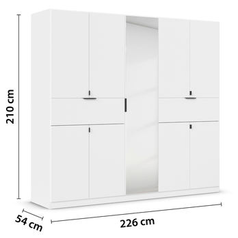 Šatníková skriňa TICAO IV alpská biela, šírka 226 cm 4