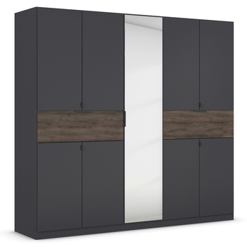 Šatníková skriňa TICAO IV metalická sivá/dub atlantic tmavý, šírka 226 cm 3