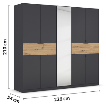 Šatníková skriňa TICAO IV metalická sivá/dub artisan, šírka 226 cm 4